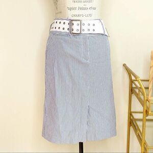 TOMMY HILFIGER Blue Striped Midi Pencil with Belt US 4